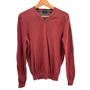 Massimo Dutti Cashmere Blend Sweater Mens M Maroon Elbow Patches Academia Preppy